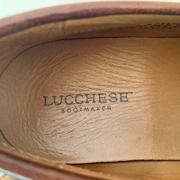 Lucchese Leather Moccasins Loafers After Ride Slip-On Shoes Mens Sz 8.5 Vibram - Picture 6 of 10